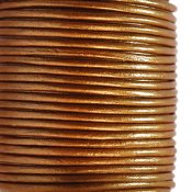 Genuine leather cord, 2mm, metallic copper, 1m