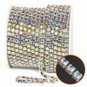 Ca 3,3mm strasskedja med kvalitetskristaller, silver/crystal AB