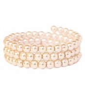 Vaxade glaspärlor, 6mm, ljus aprikos