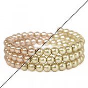 Vaxade glaspärlor, 6mm, mörk beige