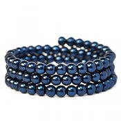 Vaxade glaspärlor, 6mm, mörkblåa