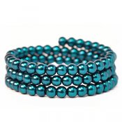 Glass pearls, 6mm beads, peacock blue