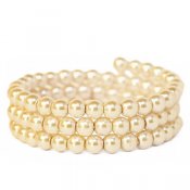 Vaxade glaspärlor, 6mm, vetebeige