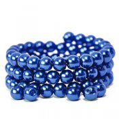 Vaxade glaspärlor, 8mm, blåa
