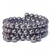 Glass pearls, 8mm beads, lavender gray