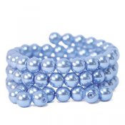 Vaxade glaspärlor, 8mm, ljusblåa