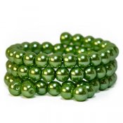 Glass pearls, 8mm beads, green, 40g