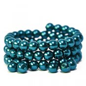 Glass pearls, 8mm beads, teal