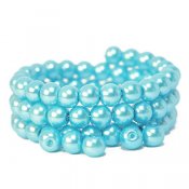 Vaxade glaspärlor, 8mm, turkosblåa