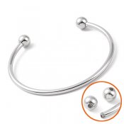 Charm bangle with swist-off ball ends, stainless surgical steel
