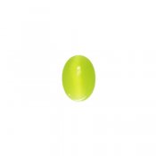 Cabochon, cat's Eye glass, 13x18mm oval, yellow-green