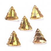 Christmas tree crystal pendant, 15x13mm, gold-colored