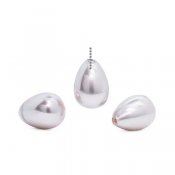 Half-drilled shell teardrops, pale lilac pearl luster, approx. 8x11mm