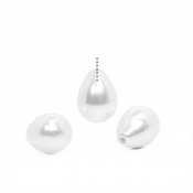 Half-drilled shell teardrops, white pearl luster, approx. 8x10mm