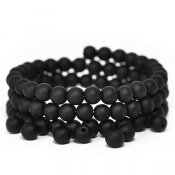 Man-made frosted blackstone, 6mm round beads