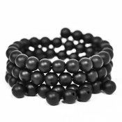 Man-made frosted blackstone, 8mm round beads
