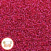 Miyuki seed beads 11/0, silver-lined dyed raspberry