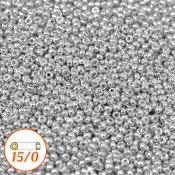 Miyuki seed beads 15/0, sterling silver plated