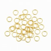 Unsoldered jumprings, 24K gold-plated stainless surgical steel, 6x0.6mm