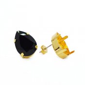 Earstuds with 13x18mm Pear settings, gold-plated
