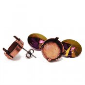 Öronstift med infattningar för 14mm Swarovski rivolis, antik kopparfärg