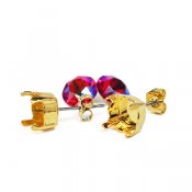 Earstuds with 8mm chaton settings, gold-plated