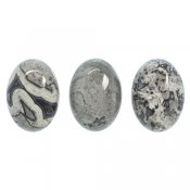 Cabochon, naturlig grå picassojaspis/map stone, ca 18x25mm oval