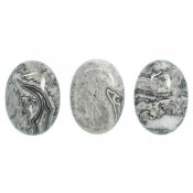 Cabochon, naturlig grå picassojaspis/map stone, ca 22x30mm oval