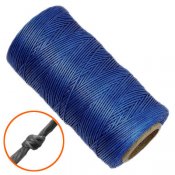 Flat, waxed polyester cord, 1x0.3mm, royal blue