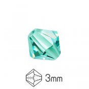 Fasetterade Preciosa pärlor, bicones, 3mm, Caribbean Sea