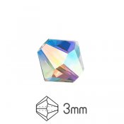 Fasetterade Preciosa pärlor, bicones, 3mm, Crystal AB