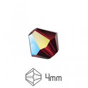 Faceted Preciosa beads, 4mm bicones, Vivid Siam AB