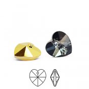 Preciosa heart pendants, 10mm, Crystal 1/2 Aurum