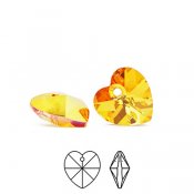 Preciosa heart pendants, 10mm, Crystal Sunrise