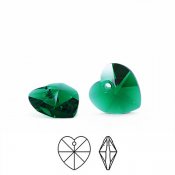 Подвески Preciosa, 10мм сердечки, Emerald