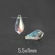 Preciosa drop pendants, 5.5x11mm, Crystal AB
