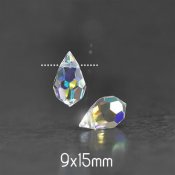 Preciosa drop pendants, 9x15mm, Crystal AB