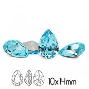 Preciosa crystal, 14x10mm Baroque Pear fancy stone, Aqua Bohemica