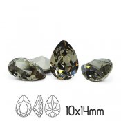 Preciosa kristall, 14x10mm Baroque Pear, Black Diamond