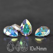 Preciosa crystal, 14x10mm Baroque Pear fancy stone, Crystal AB