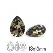 Preciosa kristall, 18x13mm Baroque Pear, Black Diamond