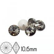 Preciosa rivoli kristaller, 10.6mm (SS47), Black Diamond