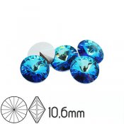 Preciosa rivoli kristaller, 10.6mm (SS47), Crystal Bermuda Blue