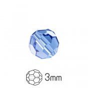 Round faceted Preciosa beads, 3mm, Light Sapphire