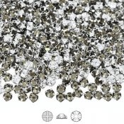 Preciosa rose montées, SS10 (about 3mm), silver/Black Diamond