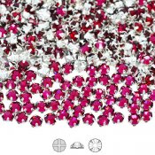 Preciosa rose montées, SS10 (about 3mm), silver/Ruby