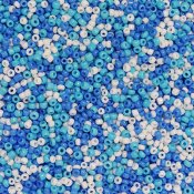 Mixed seed beads in light blue shades