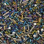Mixed seed- and bugle beads, metallic