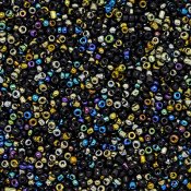 Mixed seed beads, black/metallic, 20g