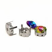 Sew-on settings for 10mm round rhinestones, stainless steel